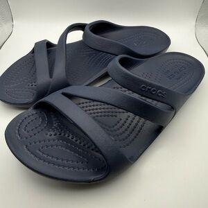 CROCS Navy Blue Women's Croslitr Slide Sandals Women Size 6 Like New